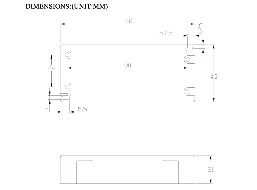 Size of 12v 80w constant voltage led driver